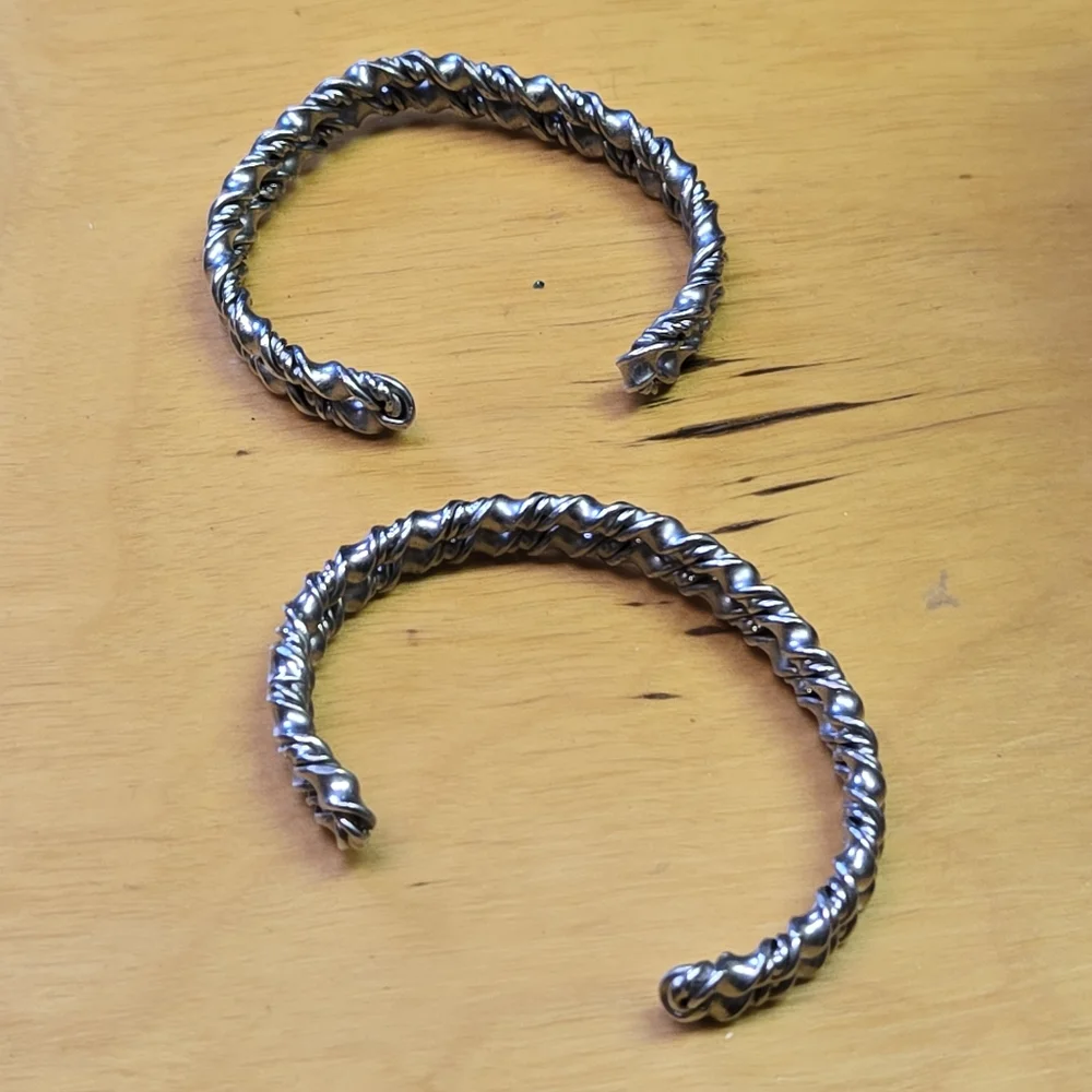 2 Vintage silver tone cuff bracelets